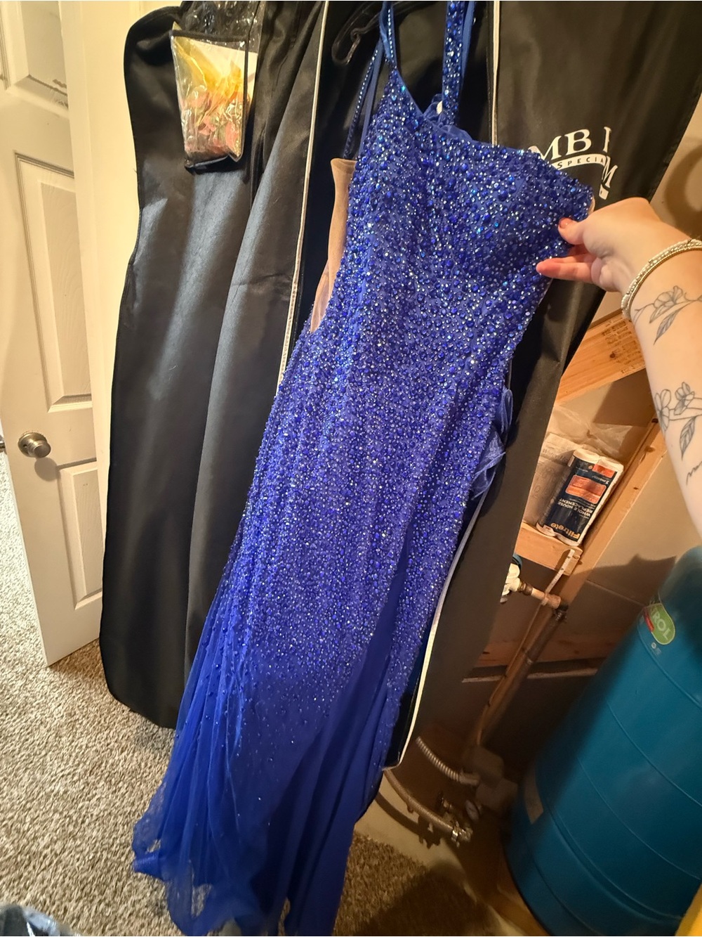 Ava Presley Beaded Cobalt Blue Prom Gown - Women's Formal Dress
